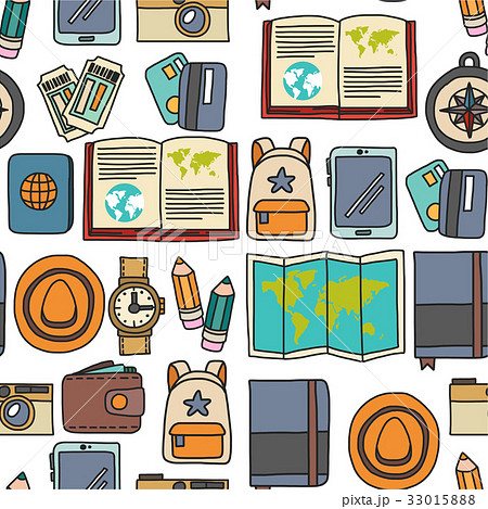 Vector doodle set with travel icons Adventure 33015888