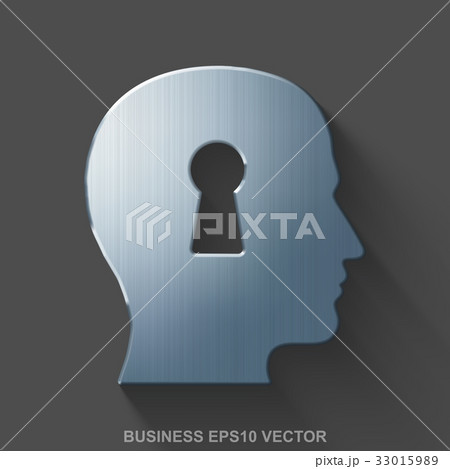 Flat metallic business 3D icon. Polished Steel 33015989