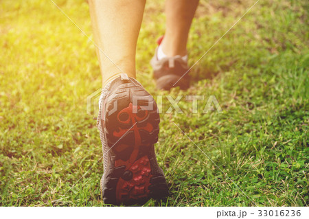 Male walking at the morning for warm up body 33016236