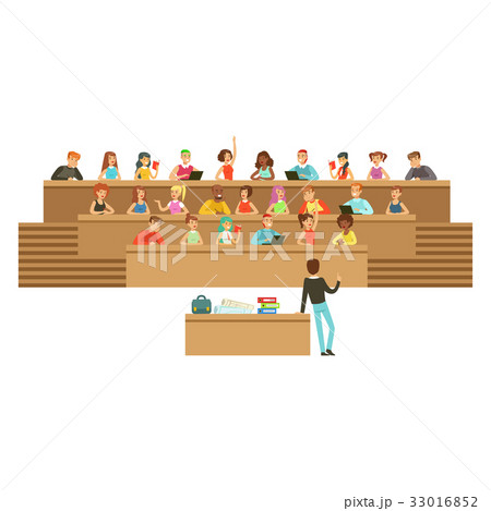 Students listening in a lecture hall in university 33016852