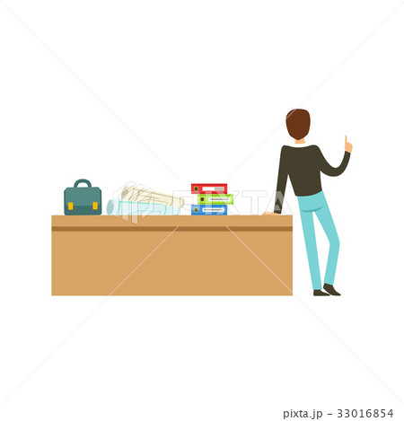 Young university teacher talking to group of 33016854