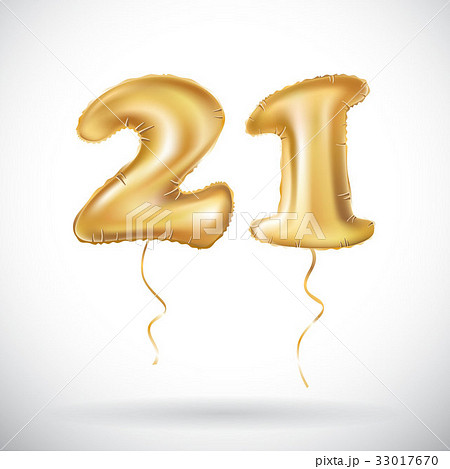 Golden Number Twenty One Metallic Balloon Party 21のイラスト素材