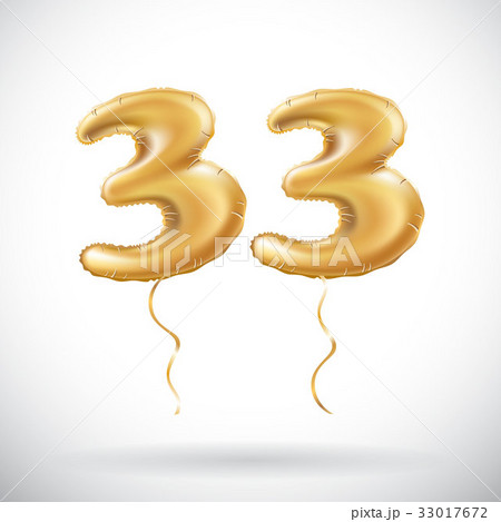 vector 33 number balloon with Brilliant Gold 33017672