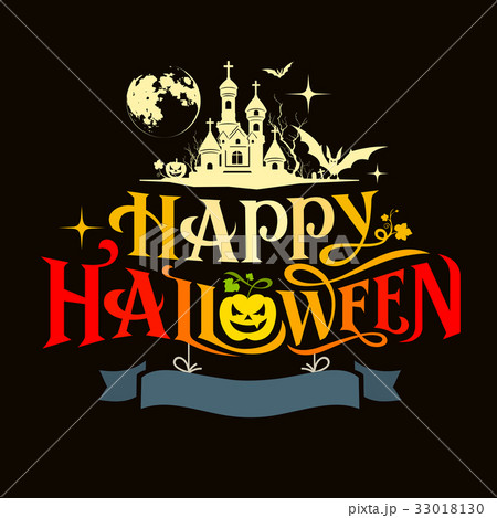Happy halloween colorful message silhouette 33018130