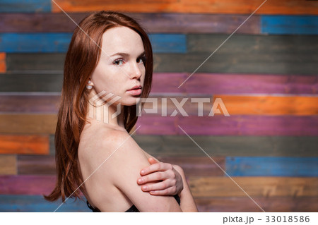 young fashionable teen with red hair young fashionable teen with red hair 33018586