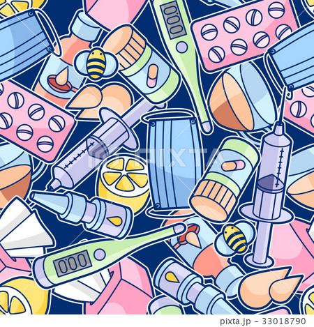 Seamless pattern with medicines and medical Seamless pattern with medicines and medical 33018790