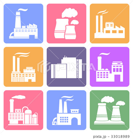 Industrial building icons, flat design 33018989