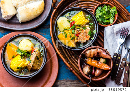 Latin American food. Traditional chilean pork soup 33019372