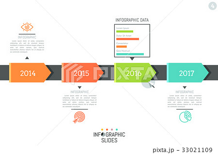 Infographic design layout. Horizontal timeline, 4 Infographic design layout. Horizontal timeline, 4 33021109