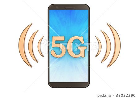 5G concept with phone, 3D rendering 33022290