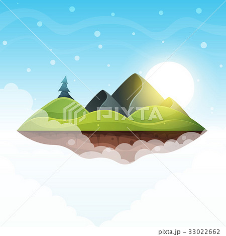 Island Cartoon Sea And Sun のイラスト素材