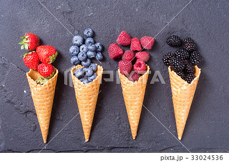 Berries in ice cream cone Berries in ice cream cone 33024536