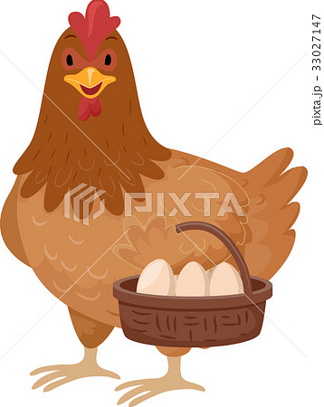 Chicken Hen Mascot Basket Eggs 33027147