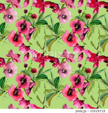 Wildflower orchid flower pattern in a watercolor 33028716