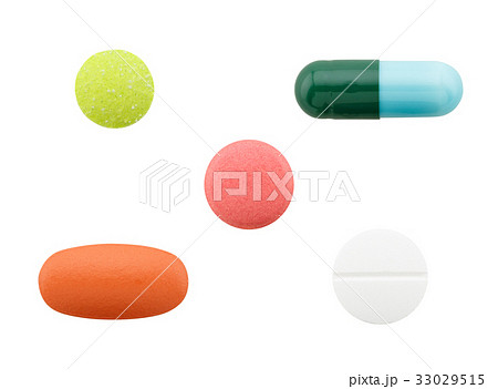 set of pills isolated on white background set of pills isolated on white background 33029515