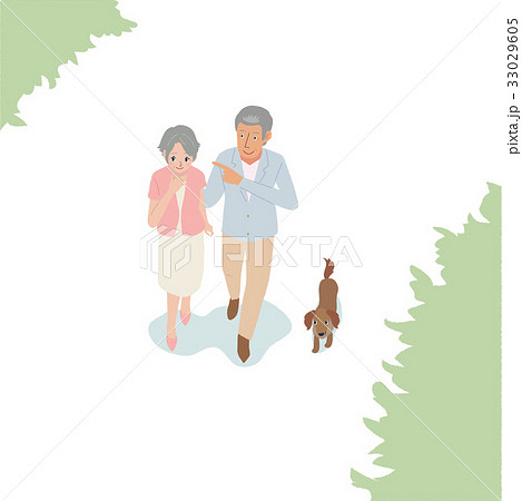 春 散歩をする 高齢者のイラスト素材