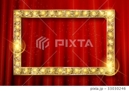 Golden frame on the background of the curtain 33030246
