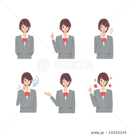 女子高生　表情　パターン 33030345