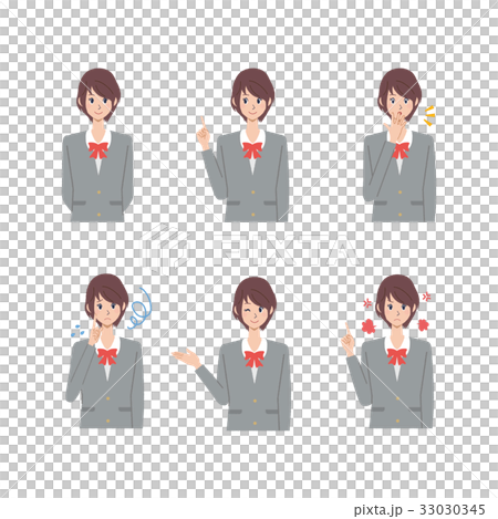 女子高生　表情　パターン 33030345