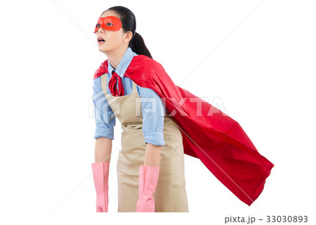 woman superhero housewife feel exhausted 33030893