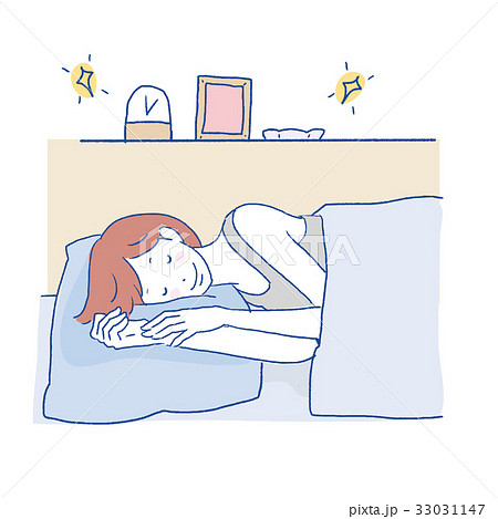 寝る 女性 笑顔 睡眠 イラスト 安眠のイラスト素材