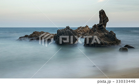 Coastal with rocks ,long exposure picture Coastal with rocks ,long exposure picture 33033446