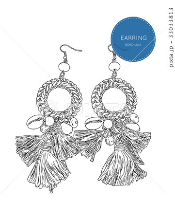 drop earring Bohemian style  sketch vector. 33033813