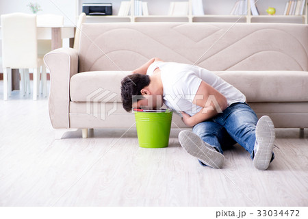 Man suffering from sick stomach and vomiting 33034472