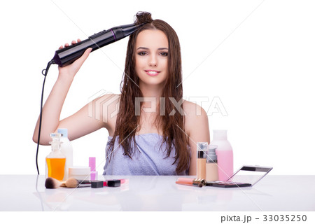 Young woman in beauty make-up isolated on white 33035250
