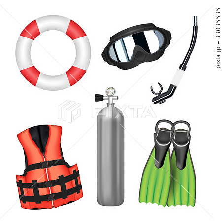 set of scuba diving tool on a white background 33035535