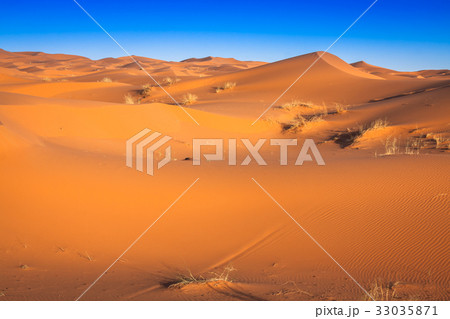 Sand dunes in the Sahara Desert, Merzouga, Morocco Sand dunes in the Sahara Desert, Merzouga, Morocco 33035871