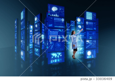 Doctor in telemedicine concept pressing buttons 33036409