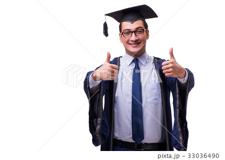 Young man student graduating isolated on white Young man student graduating isolated on white 33036490