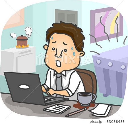 Man Working Home Distractions 33038483
