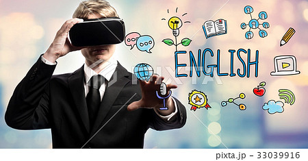 English text with businessman using a virtual English text with businessman using a virtual 33039916