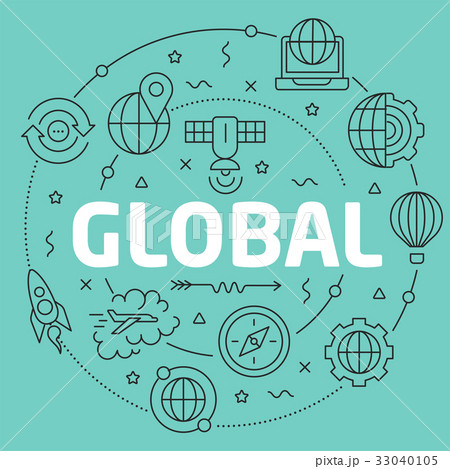 Green Line Flat Circle illustration global Green Line Flat Circle illustration global 33040105