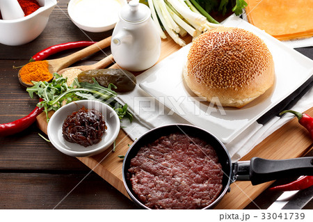 Kitchen. Fresh ingredients are ready for preparing 33041739