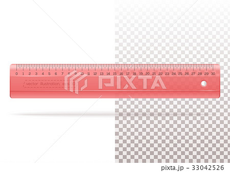 Transparent plastic red ruler for school or office 33042526