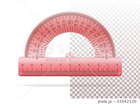 Transparent plastic red protractor 33042530