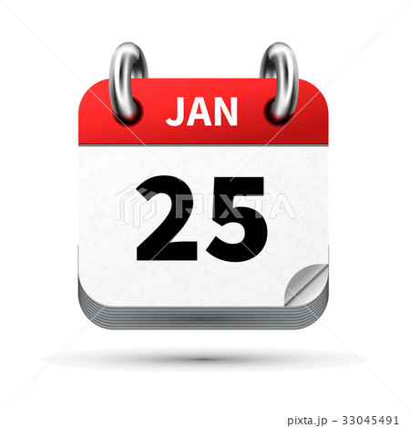 realistic icon of calendar with 25 january date 33045491