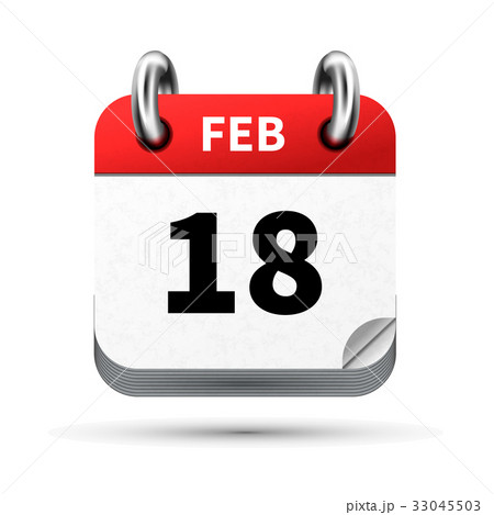 realistic icon of calendar with 18 february date 33045503