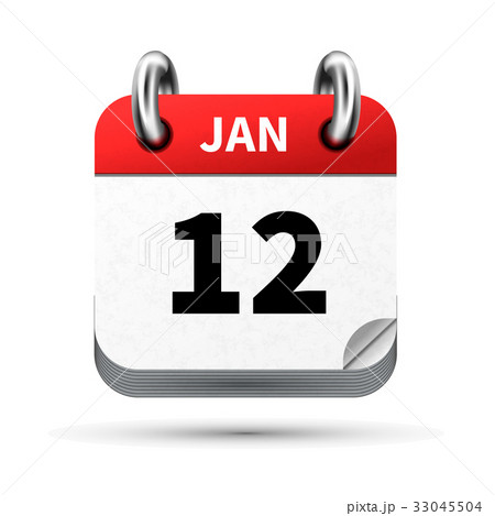 realistic icon of calendar with 12 january date 33045504