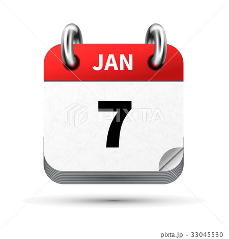 Realistic Icon Of Calendar With 7 January Dateのイラスト素材