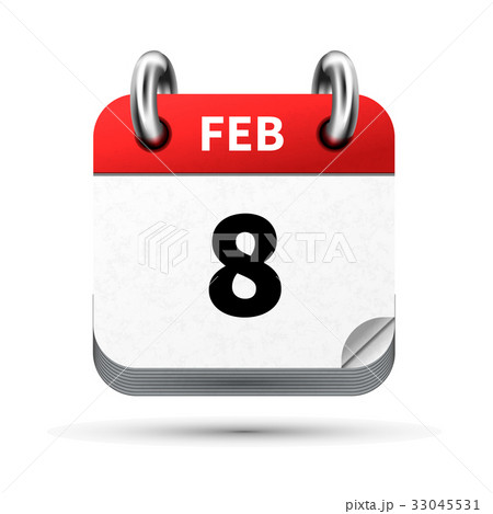 realistic icon of calendar with 8 february date 33045531