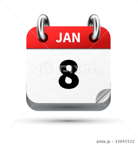realistic icon of calendar with 8 january date 33045532