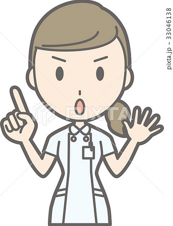 白衣を着た看護師が注意しているイラストのイラスト素材