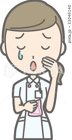 白衣を着た看護師が泣いてるイラストのイラスト素材