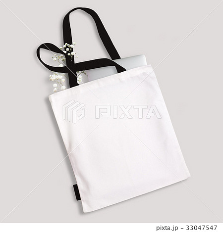 White blank cotton eco tote bag with black straps White blank cotton eco tote bag with black straps 33047547