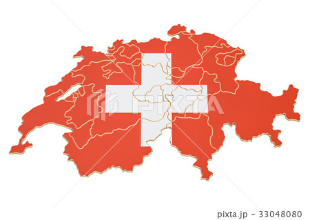 Swiss map closeup, 3D rendering 33048080