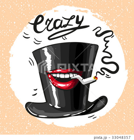 Crazy hat with mouth and sigarette smoking vector 33048357